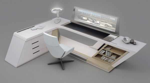 Meja belajar dengan desain futuristik